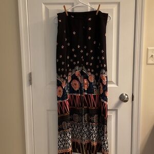 Express Floral Black Button Down Maxi Skirt